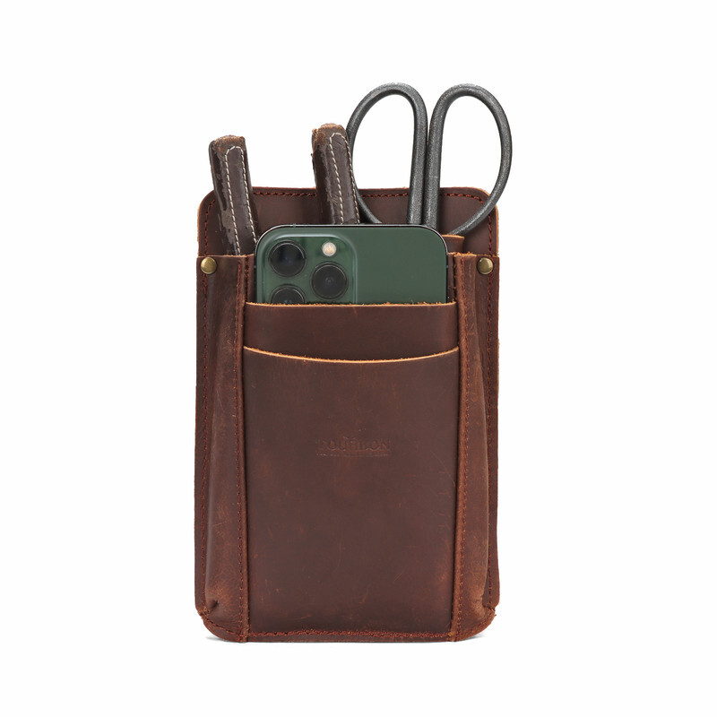 TOURBON Garden Tools Organizer Belt Pouch Women Leather Shoulder Bag for Gift