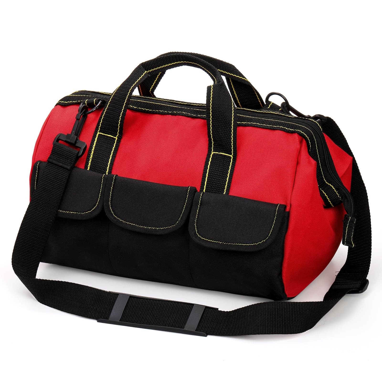 16 Inch Wide Mouth Tool Bag, Collapsible Tool Tote with Waterproof Coating an…