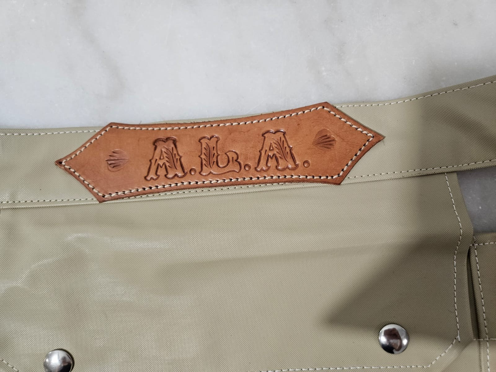 A.L.A. Tool Belt Unisex One Size Khaki Canvas Leather Trim Utility Work Apron