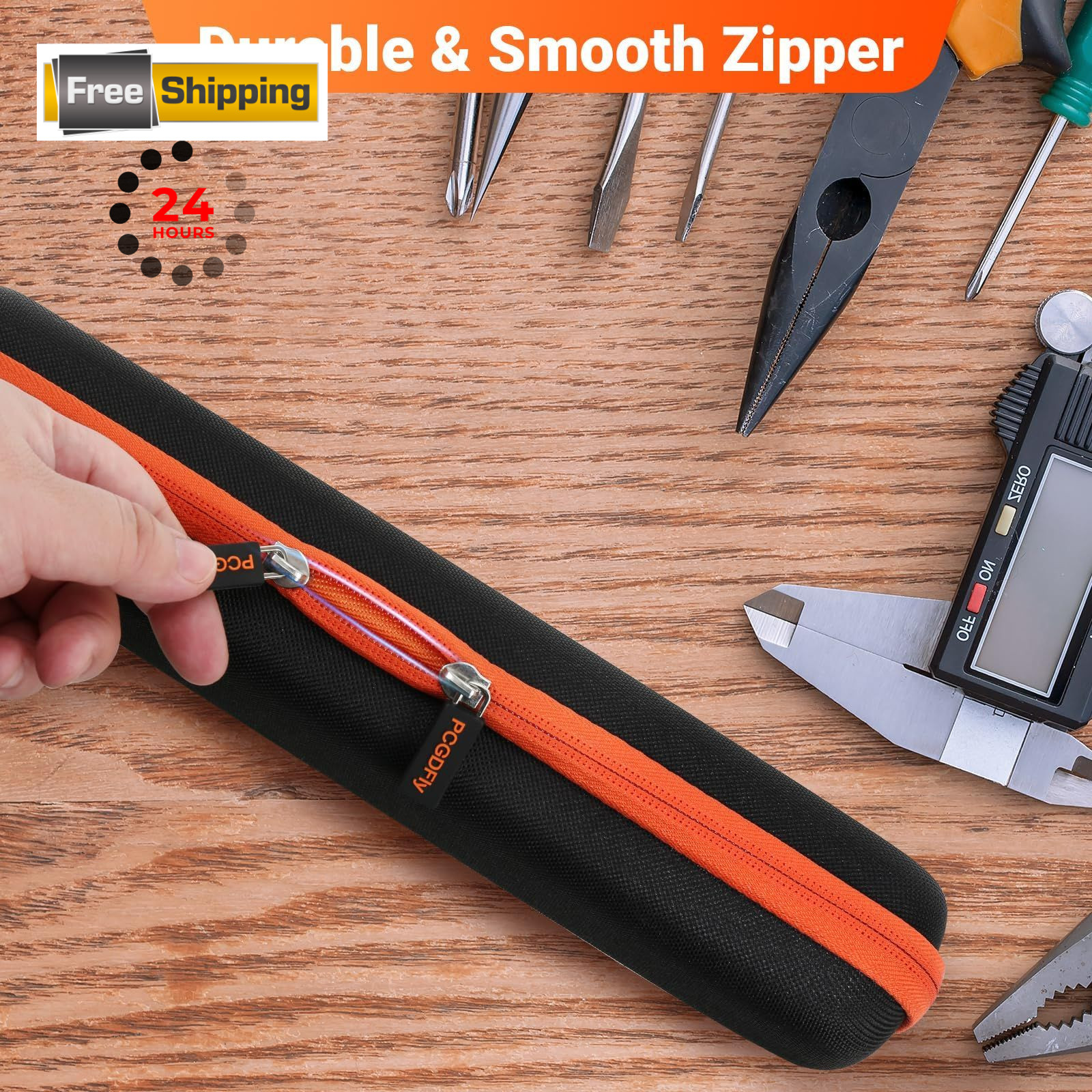 PCGDFly Tools Storage Case for Klein L12*W 2.5*H 2 inches, Black with Orange
