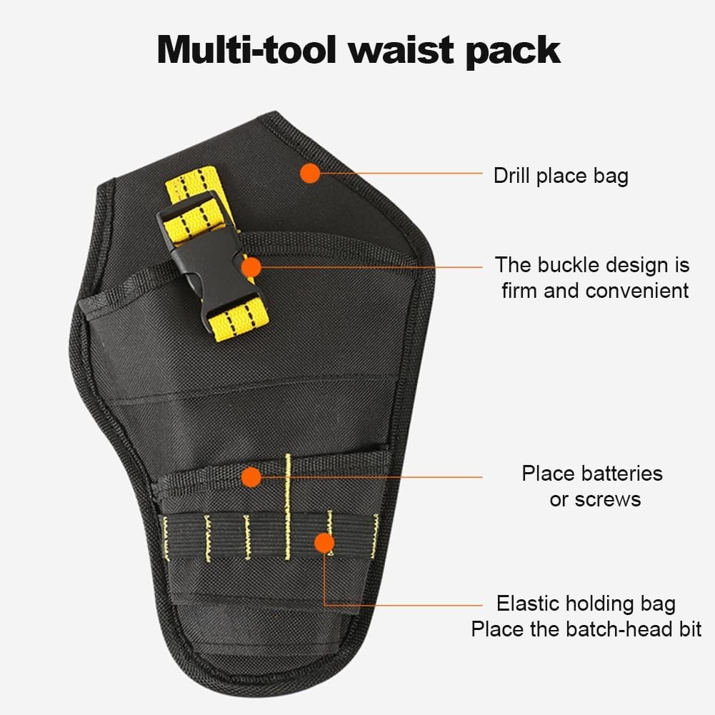 Heavy Duty Drill Holster Impact Driver Tool Bag Belt Pouch Cordless Drill Bit