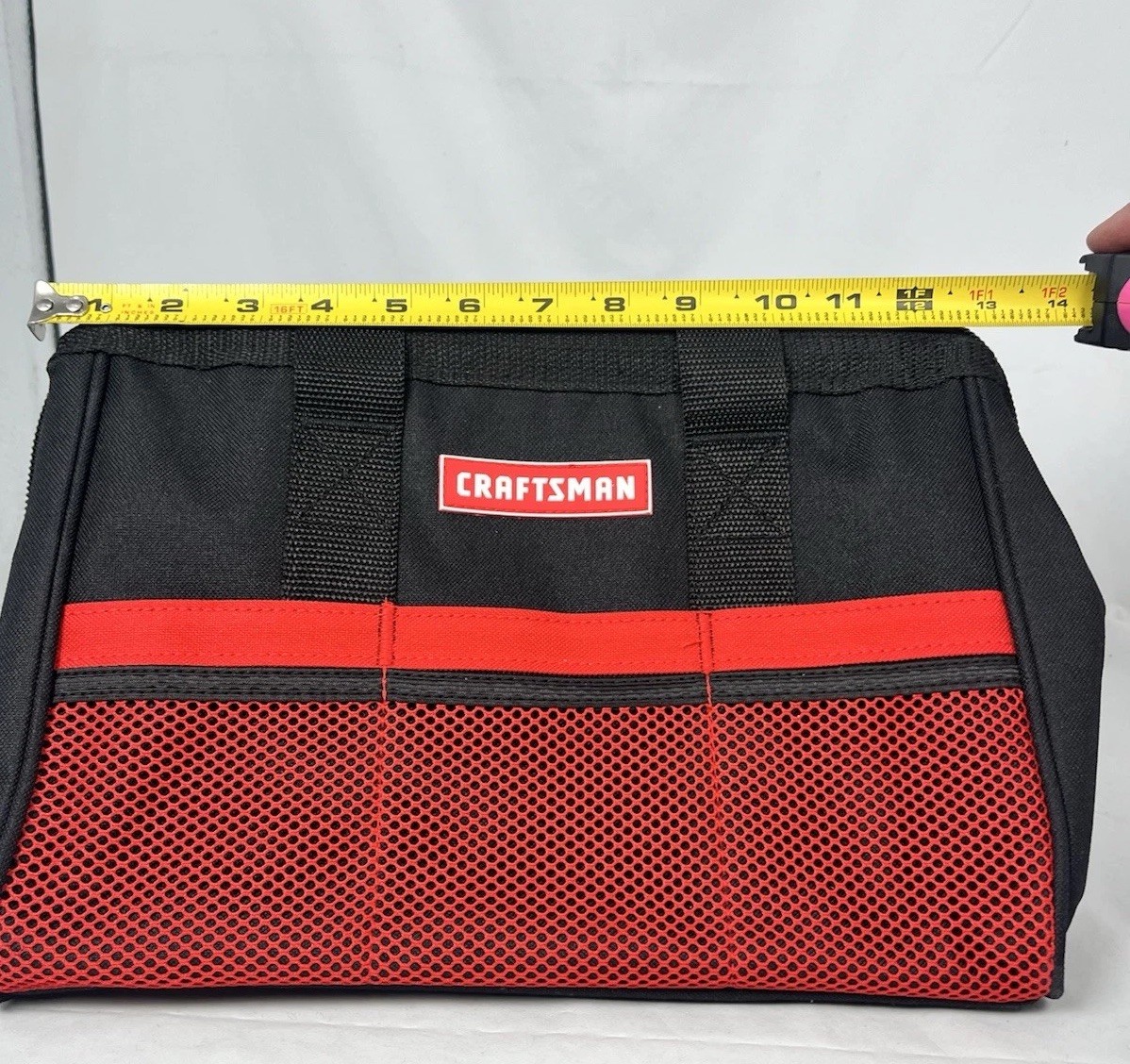 NWT Craftsman 13 in W X 9.75 in H Wide Mouth Tool Bag 6 Pocket Black/Red 513100