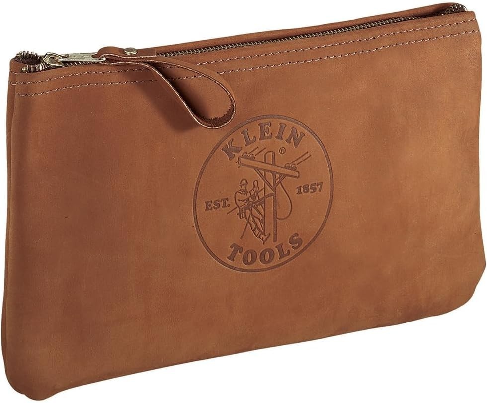 Zipper Bag, Top-Grain Leather Tool Pouch with Strong Zipper Close, 12-1/2-Inch