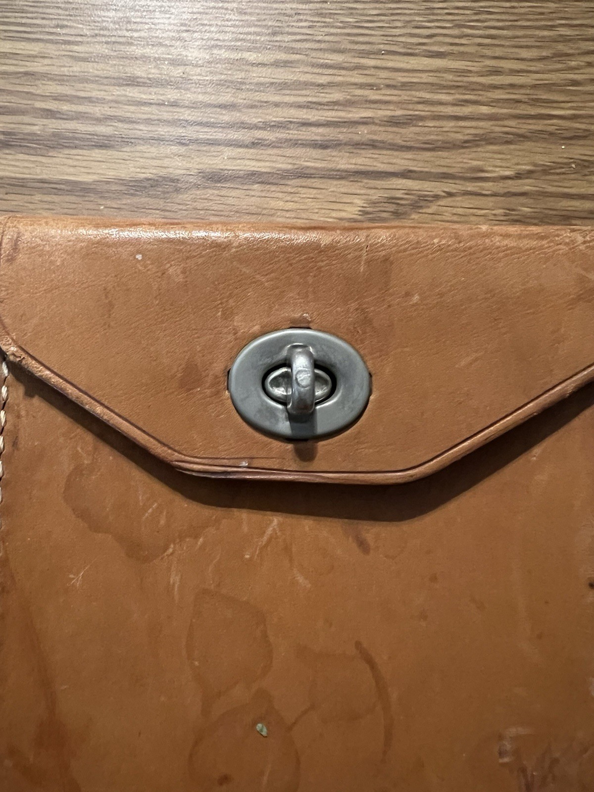 Vintage Brown Leather Tool Pouch w/ Belt Loop, Flap Snap Closure Holster