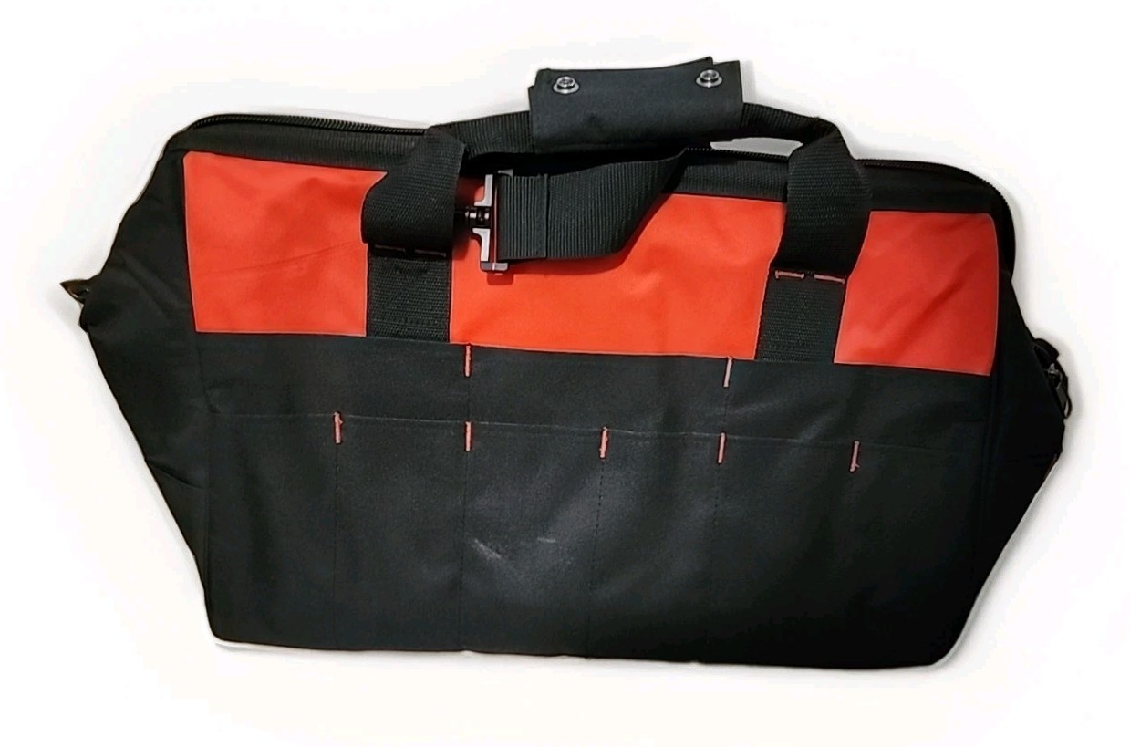 Westward 5MZJ9 Tool Bag, Black, Polyester, 22+ Pockets Milwaukee Gloves Included