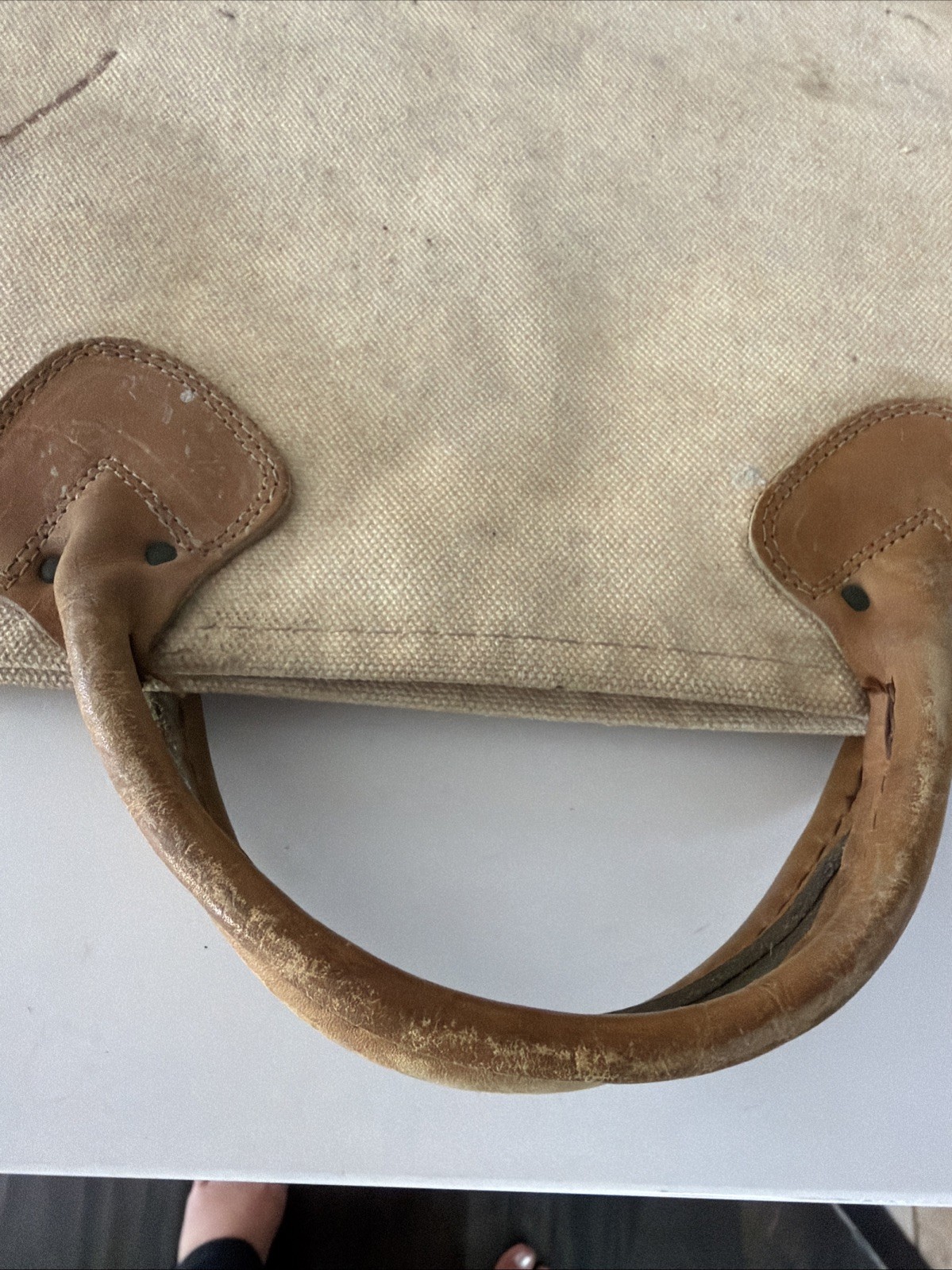 Vintage LL Bean Speedy Hoist Heavy Canvas Utility Bag Leather Handles
