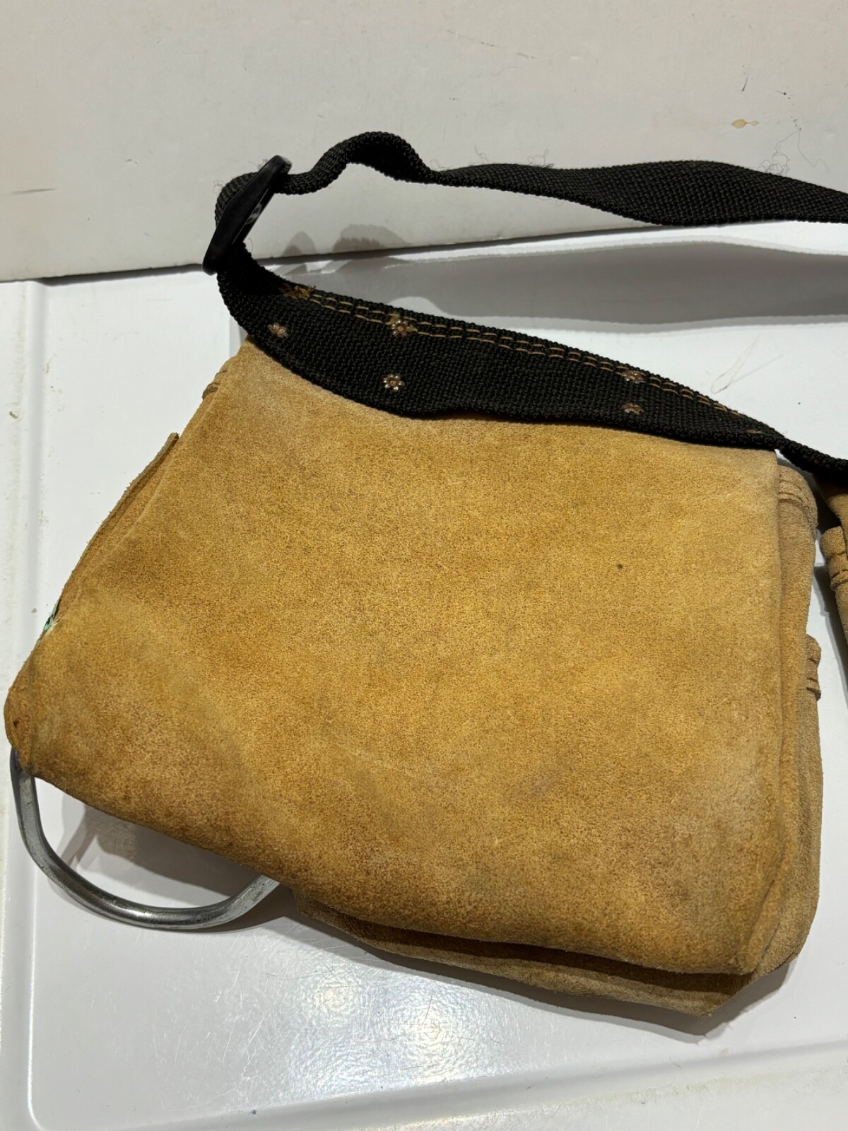 AWP L-490 Suede Leather Carpenters Tool Belt With Pouches & 2 Metal Hammer Loops