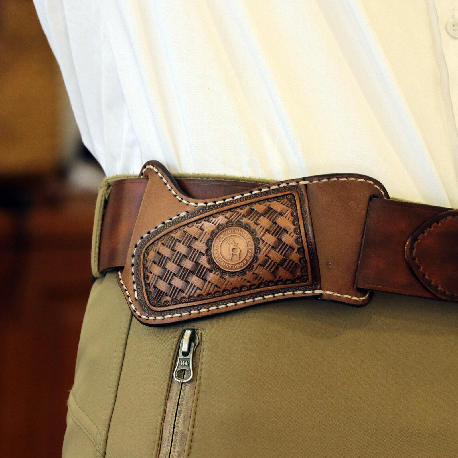 TOURBON Leather Folding Blade Knife Sheath Belt Pouch Tool Pocket Knives Holster