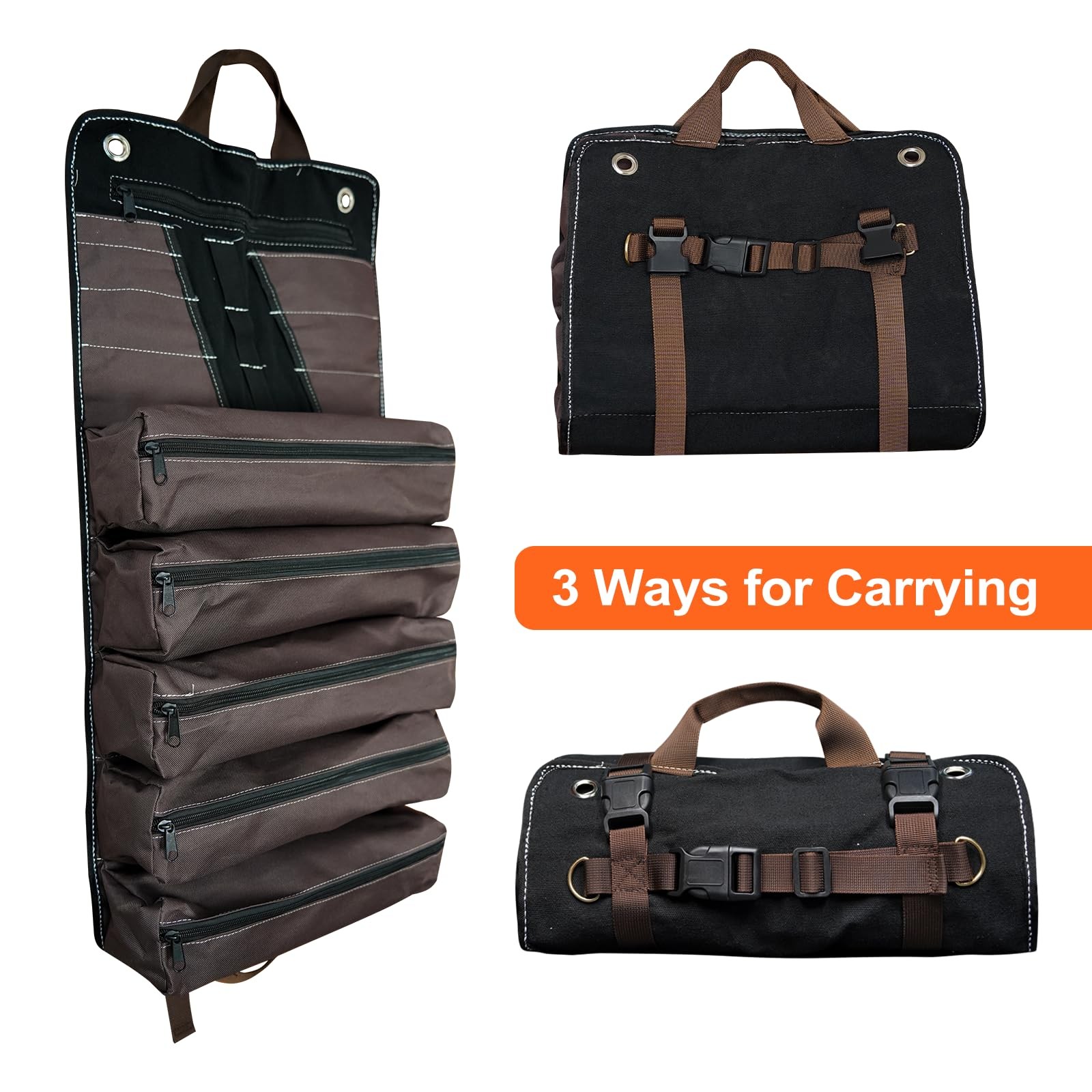 15L Heavy Duty Roll Up Tool Bag Organizer Wrench Socket Pouch Mechanic