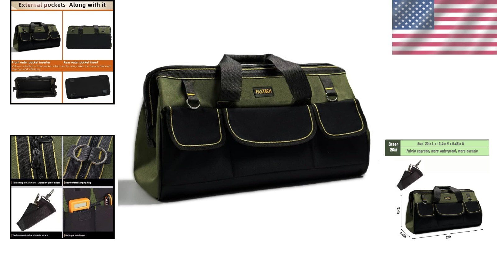 Wide Mouth Tool Bag with Waterproof Base – 20 Inch