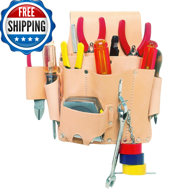 Clc Custom Leathercraft W500 Electricians Tool Pouch Heavy Duty 8-Pocket Tan
