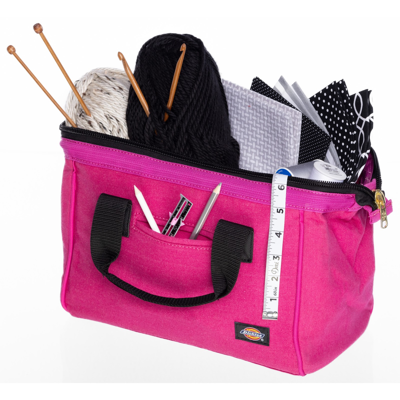 Womens Tool Accessory Tote Bag 12 inch with Zipper Closure Pink Dickies 57148