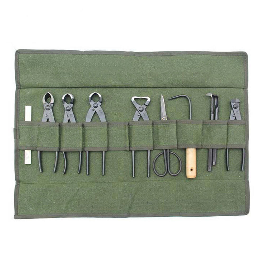 10Pockets Canvas Spanner Wrench Tool Roll Up storage bag Organizer Pouches Case-