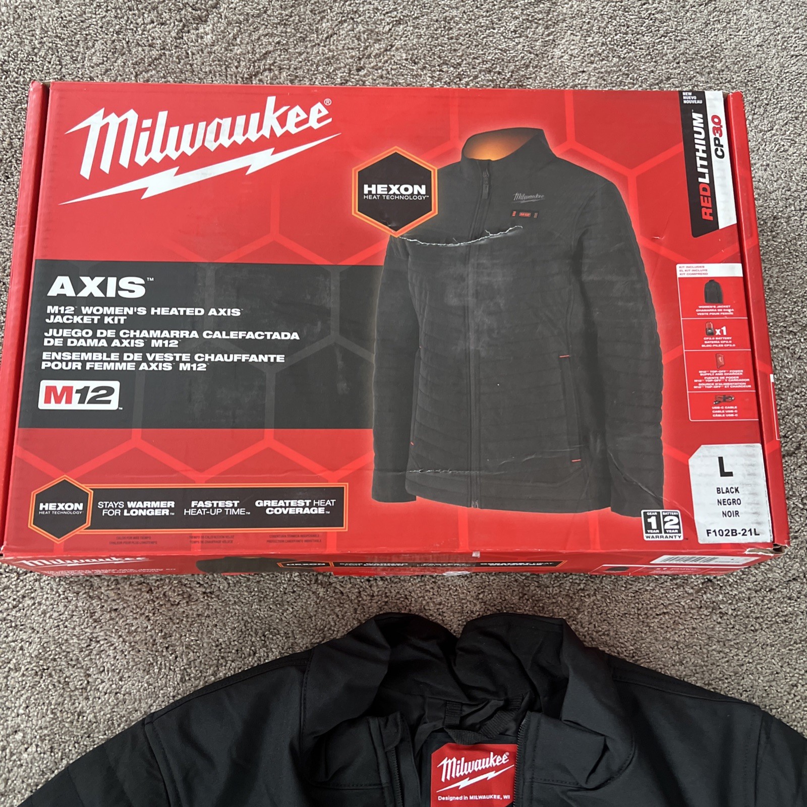 Milwaukee F102B-21L Women’s Heated Black AXIS LARGE Jacket Kit – Great Condi A1