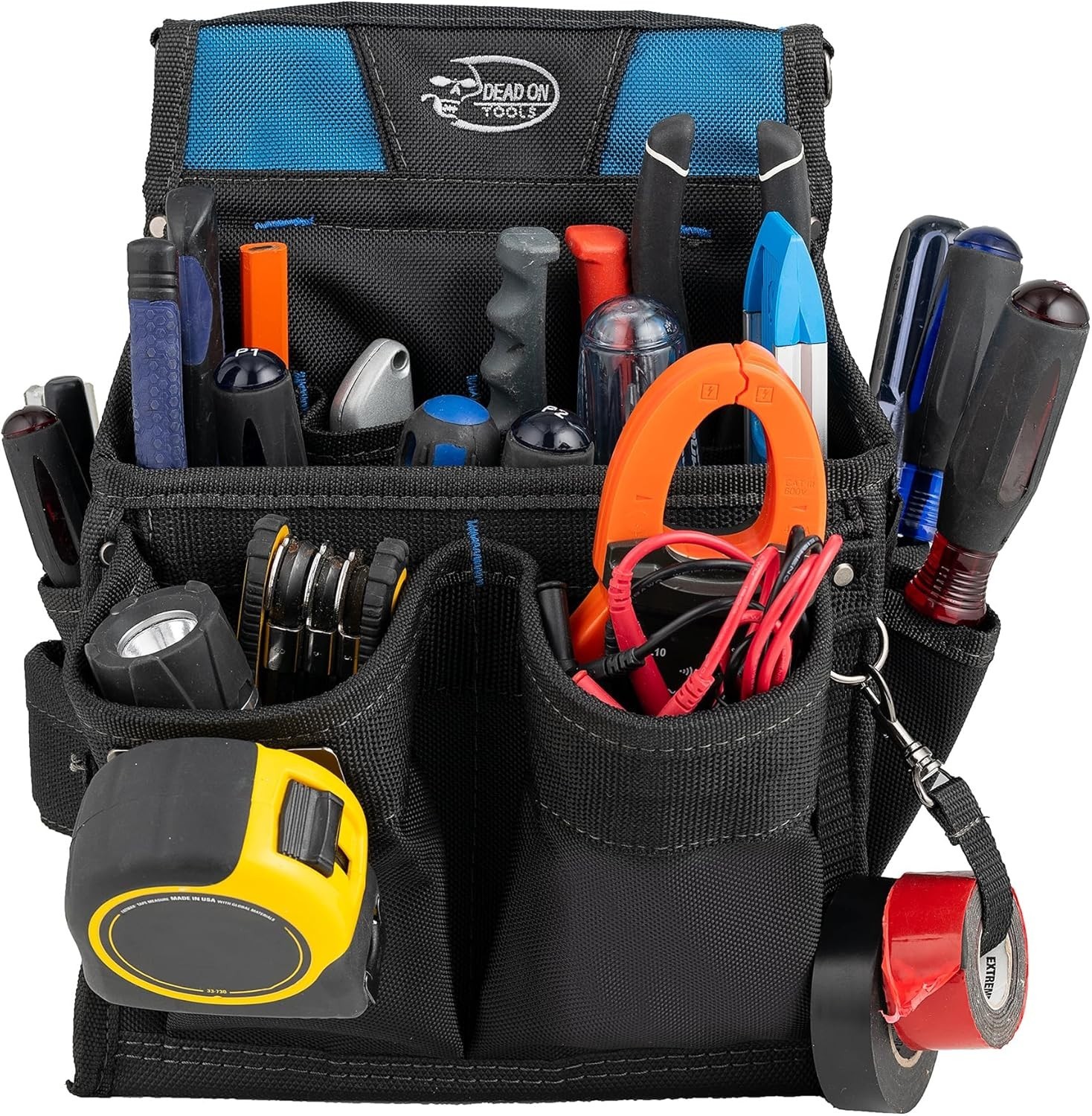 Compact Black Electrician Tool Pouch with 20 Pockets for Ultimate Organization