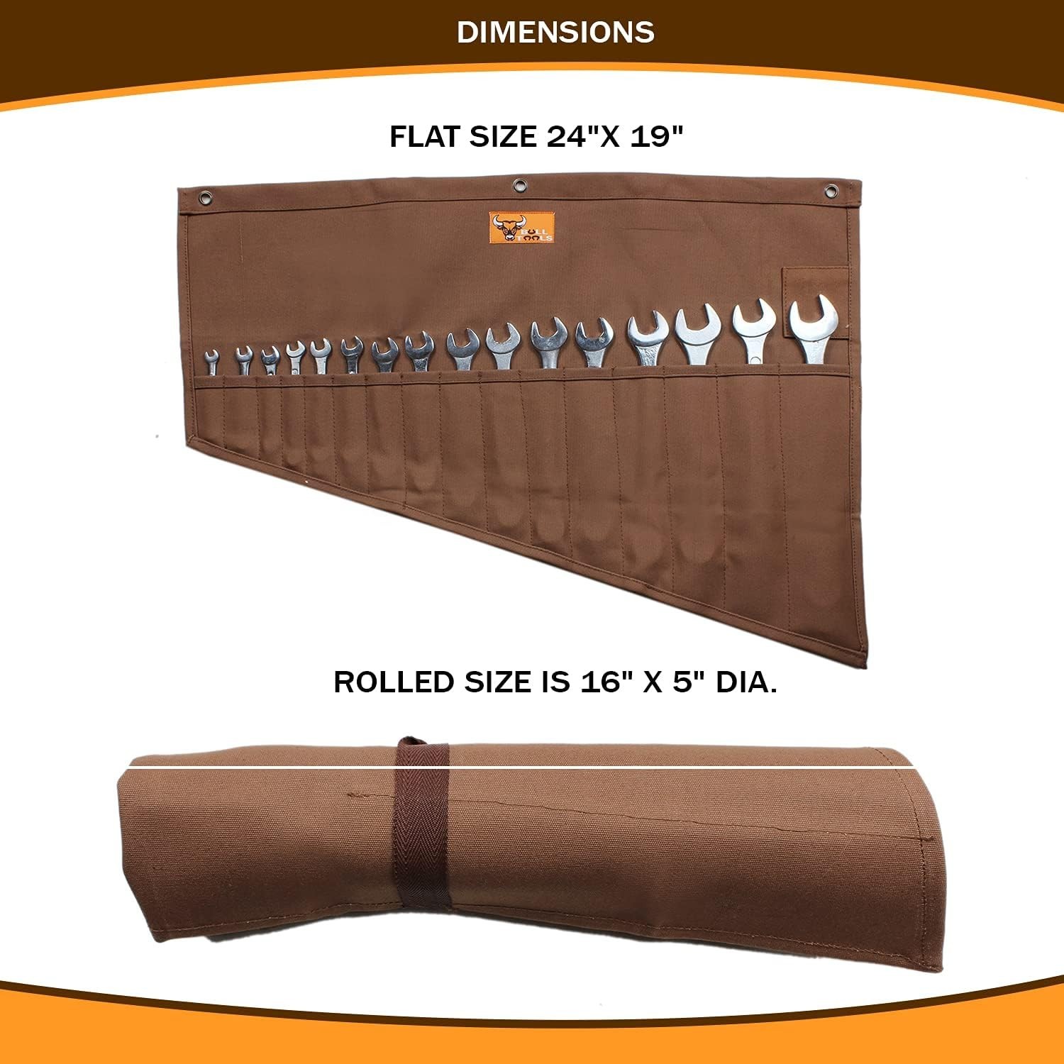 Roll Up Tool Bag Organizer 16 Pockets Heavy Duty Cotton Duck Canvas