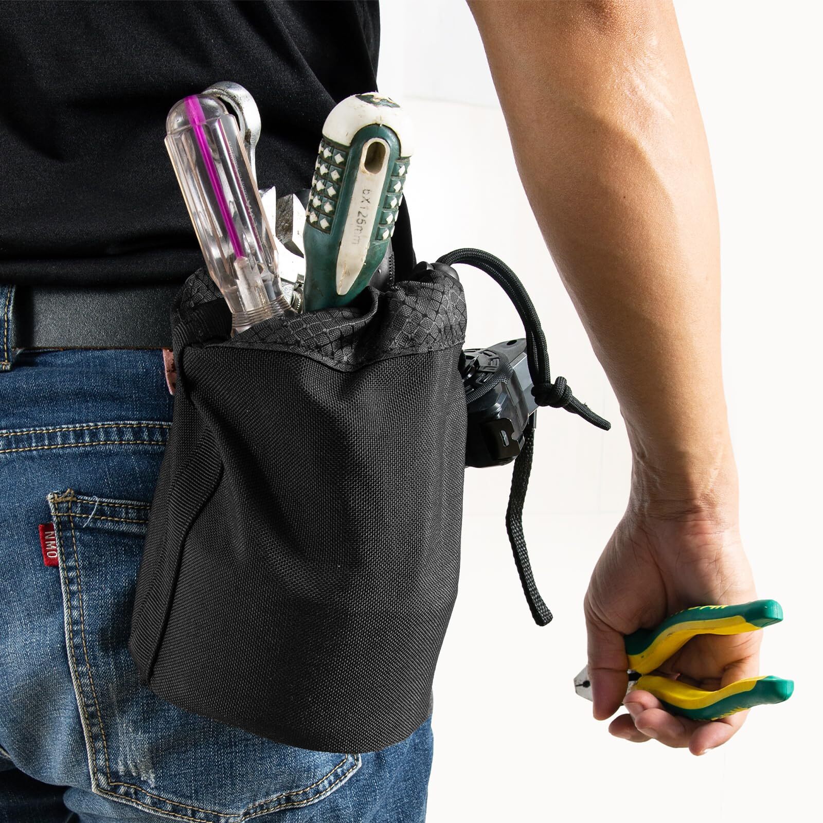 Modular Clip-On Nail & Screw Work Pouch for Tool Belts Vests Panels Black