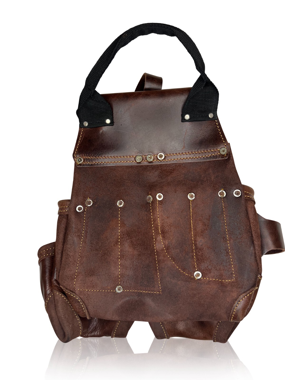 Oil Tan Leather Tool Bag Framer Electrician Carpenter Leather Bag Drill Holder
