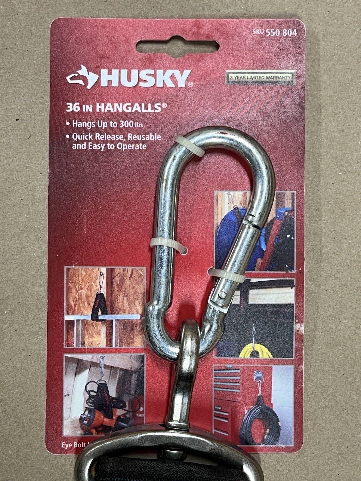 HUSKY 550804 36″ HANGALLS Quick Release, Reusable Hook & Loop Hangs Up to 300LBS