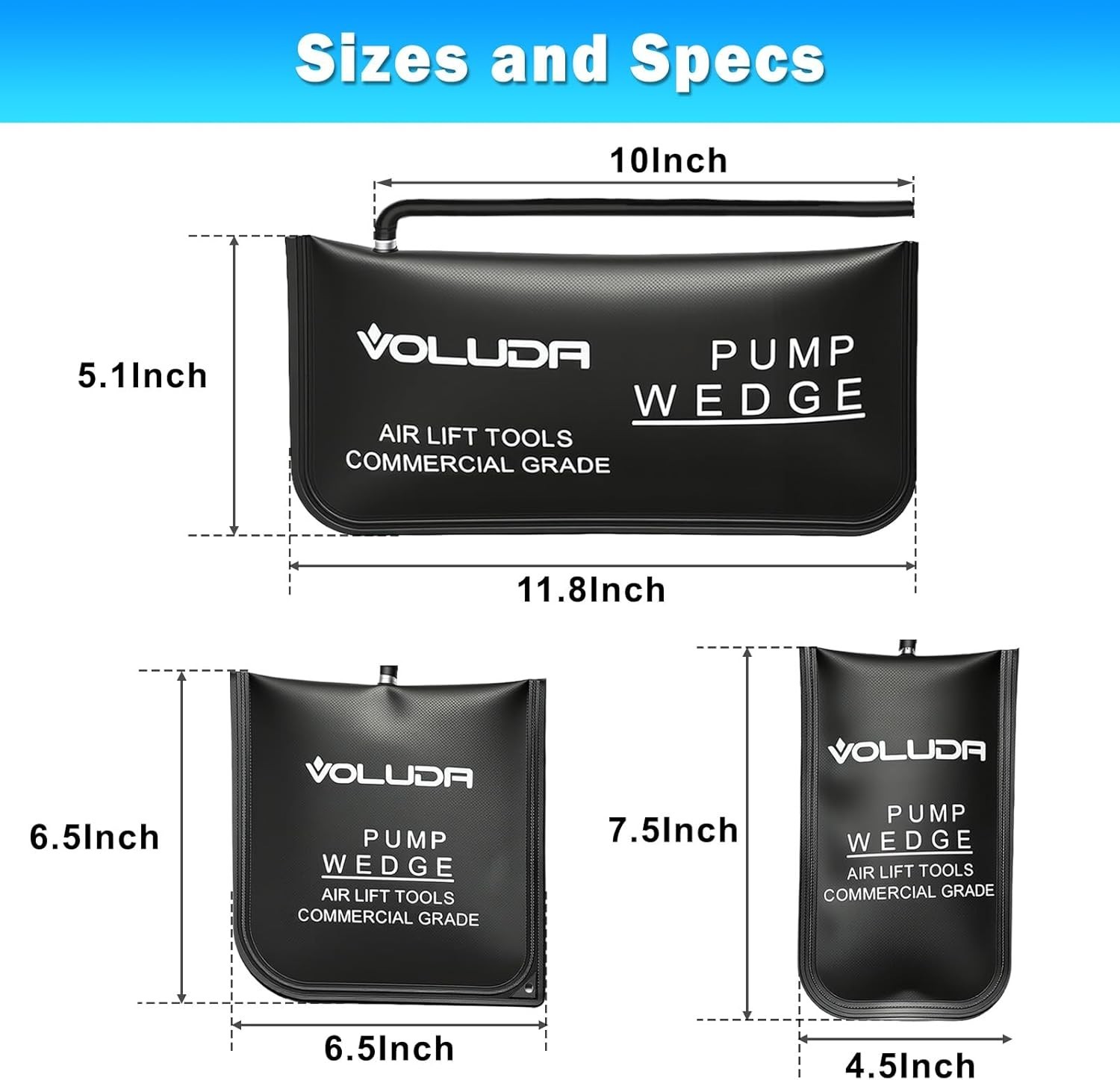 Inflatable Air Shim Bag Pump 3 Pack – 330 LB Capacity for Precision Leveling