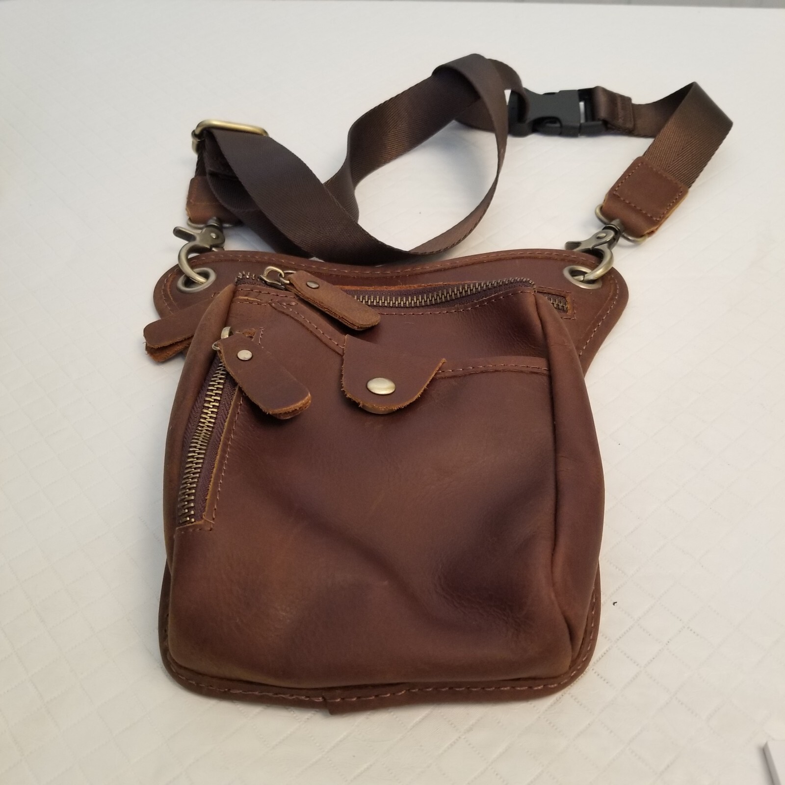Professional Barber Hair Stylist Belt Bag Tool Bag Pouch Natural Leather Brown