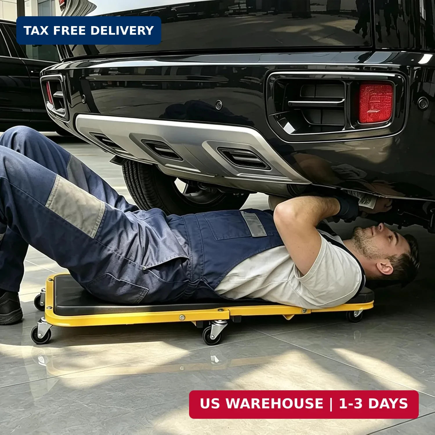 YELLOW JACKET Garage Creeper Seat, 2-in-1 Mechanic Creeper, 36 Inches Foldable Z