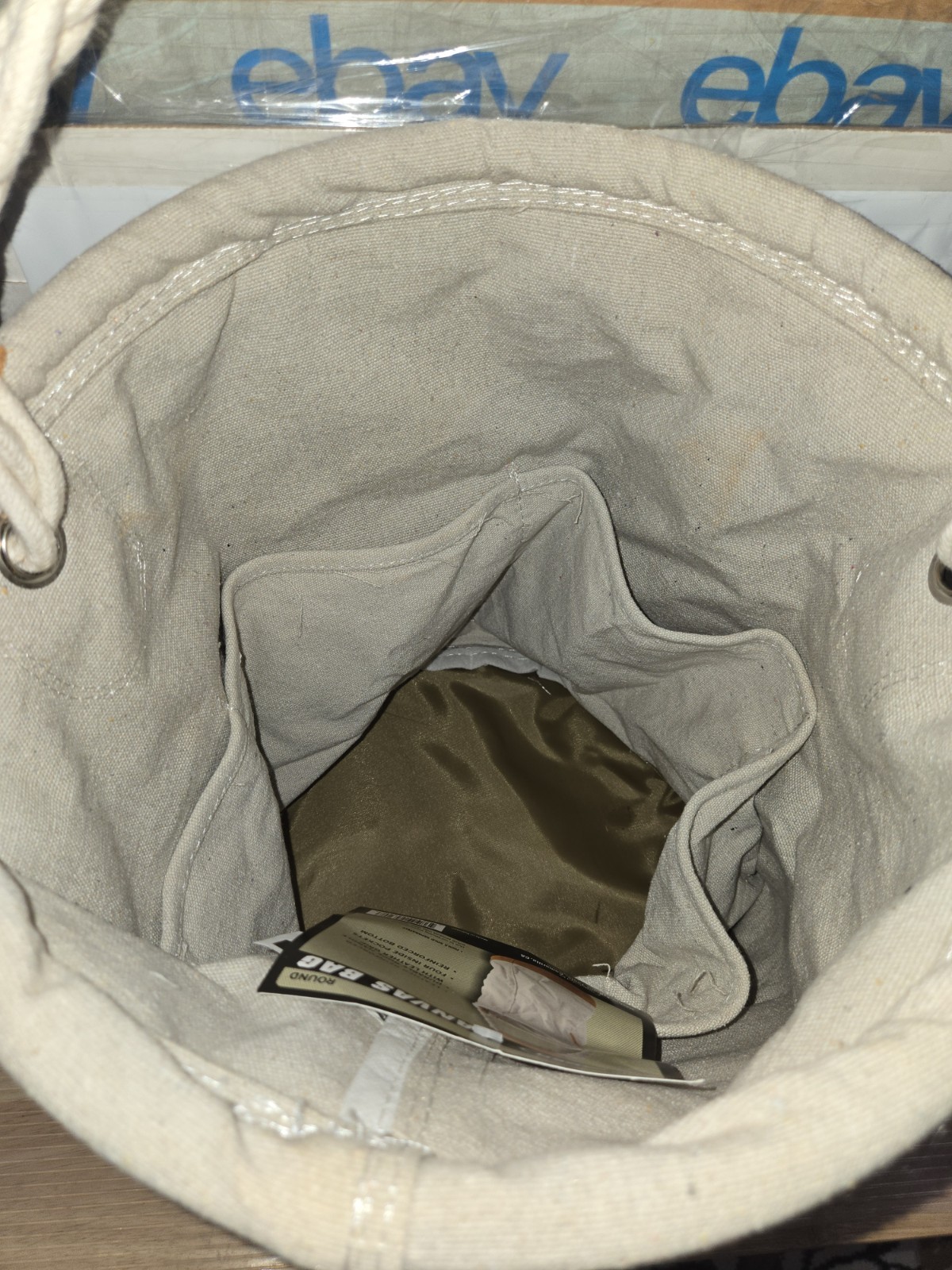 Voyager Round Canvas Bag NEW 4 Pockets Leather Reinforced #94320 Damage Handle