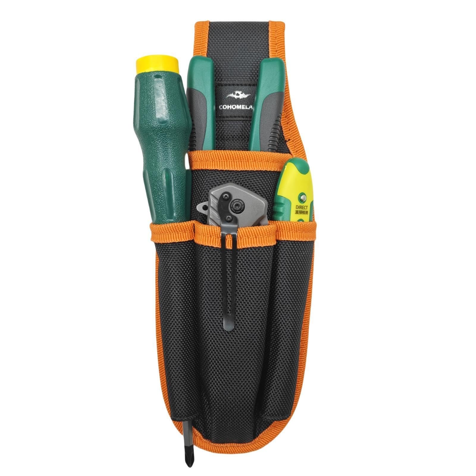 Small Tool Pouches with Belt Clip,Electrician Bag,Tool Orange+Black