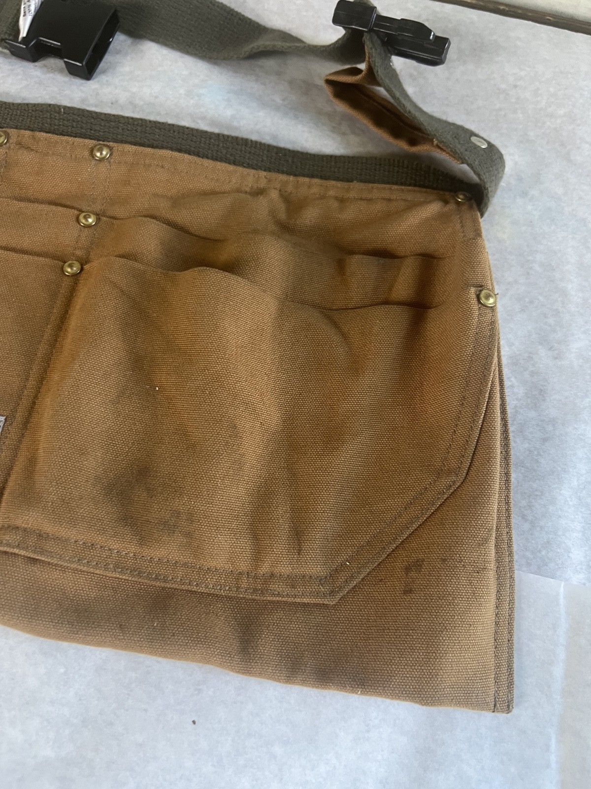 Vintage Carhartt A09 BRN Duck Canvas Tool Apron Waist Bag Made in USA Brown S/M