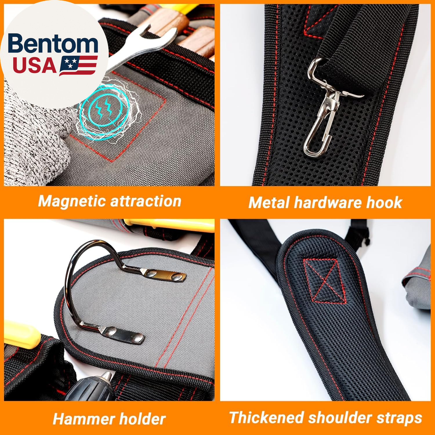 Tool Belt with Suspenders, Professional Tool Belt for Men, Magnetic Tool Belts w