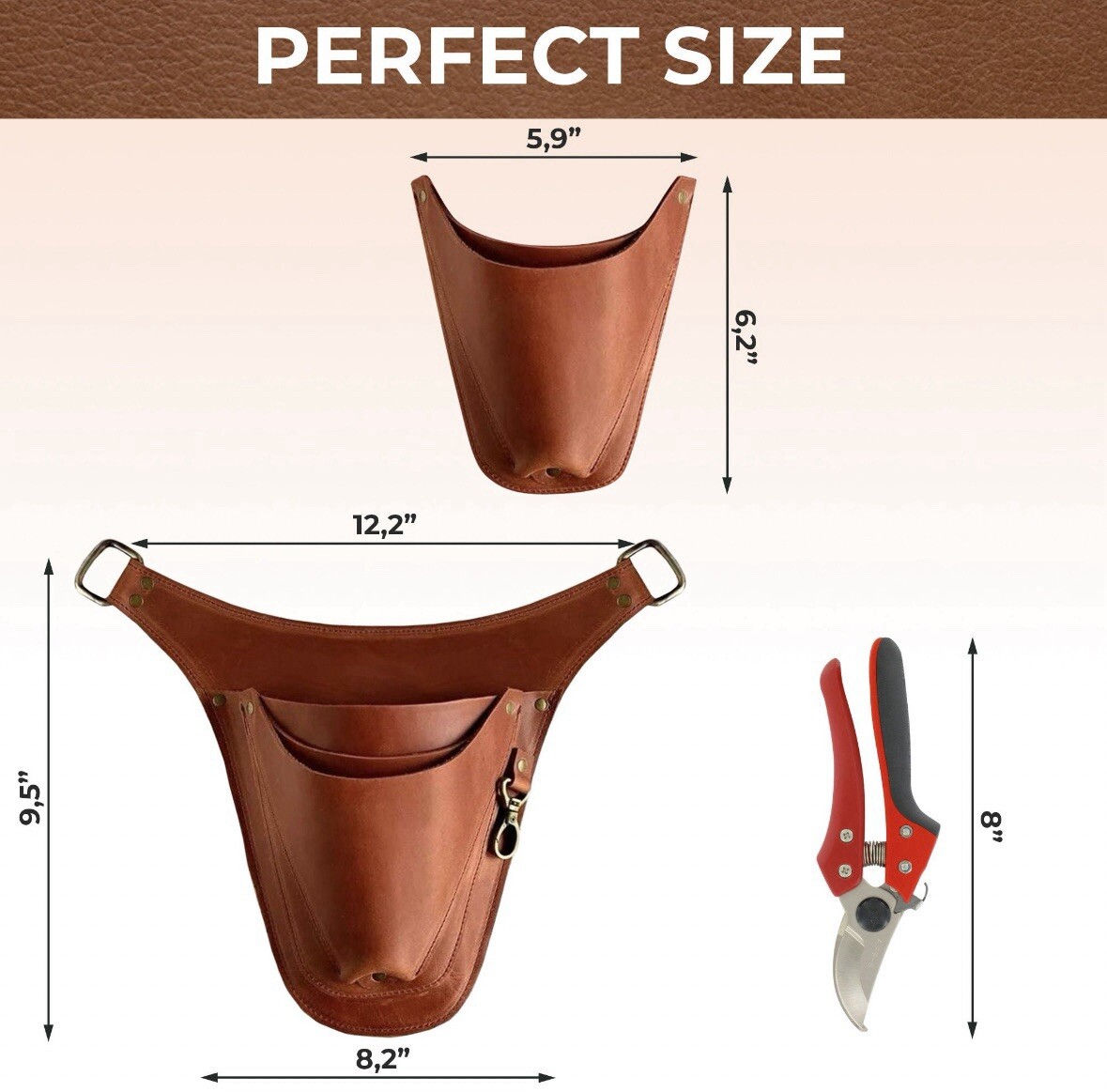 Leather Tool Belt for Florist/Gardener Tool Pouch, Tool Bag Leather Tool Pouch