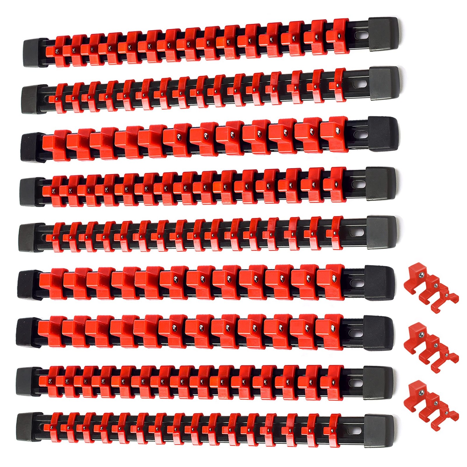 ALOANES 9PC ABS Socket Organizer, 9PC, 1/2, 3/8 & 1/4-inch Drive, Red