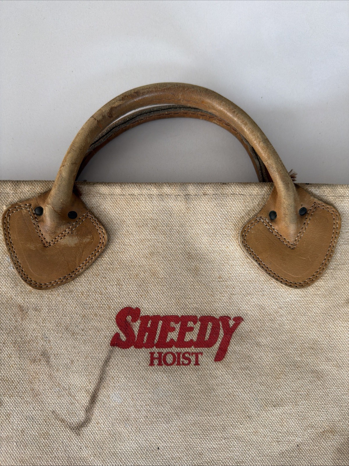 Vintage LL Bean Speedy Hoist Heavy Canvas Utility Bag Leather Handles