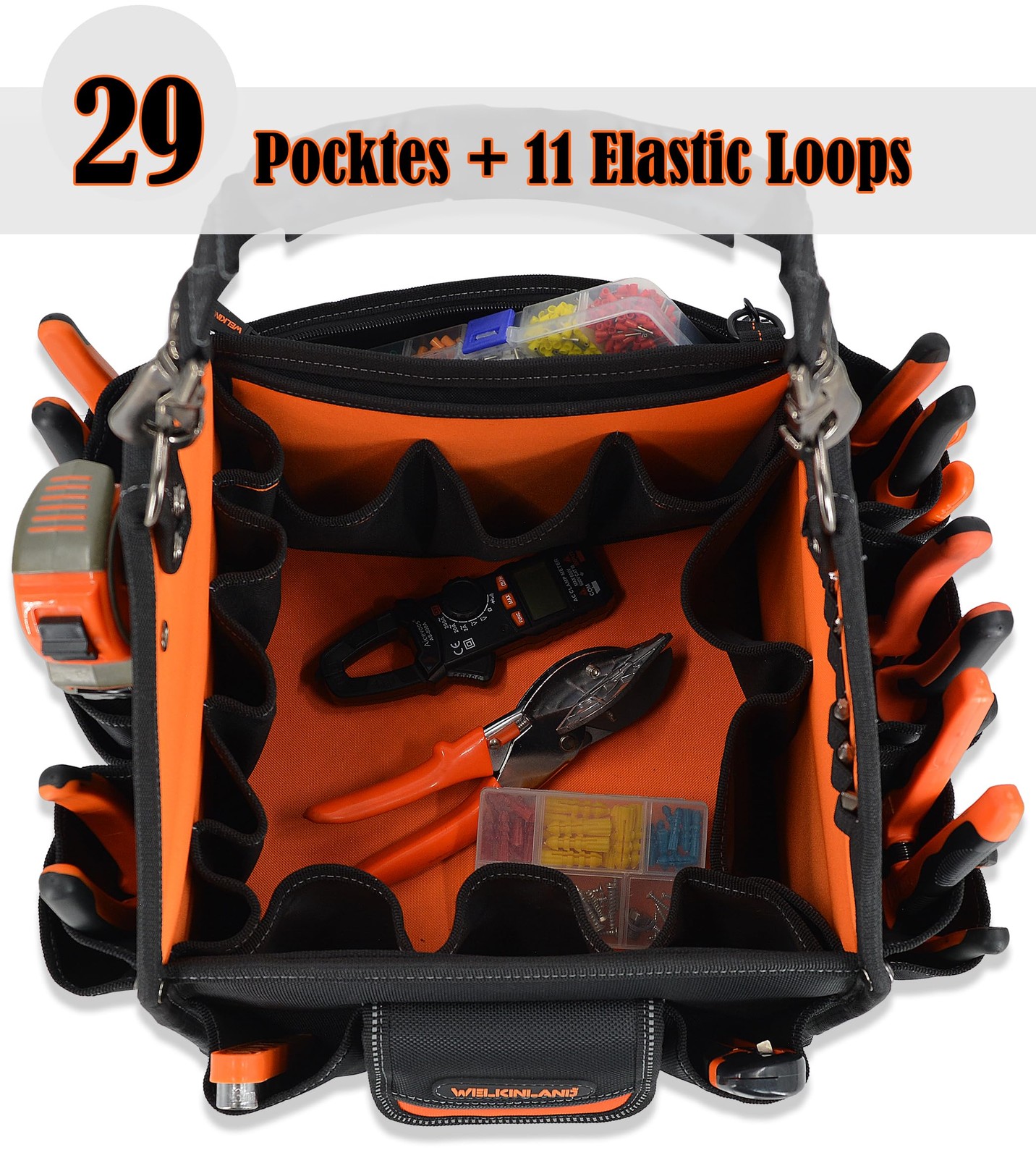 40 Pockets 25L Open Top Tool Tote Tech Tools Bag With Handle Organizer