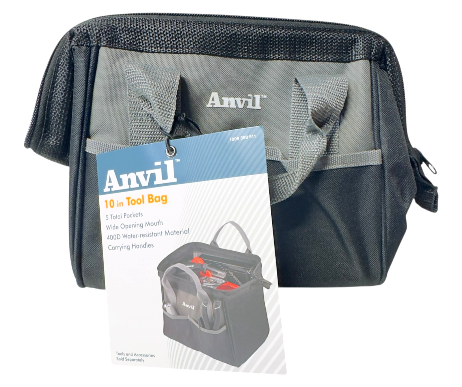 Anvil 10″ Tool Bag Wide Mouth 5 Pocket 400D Water Resistant Organizer