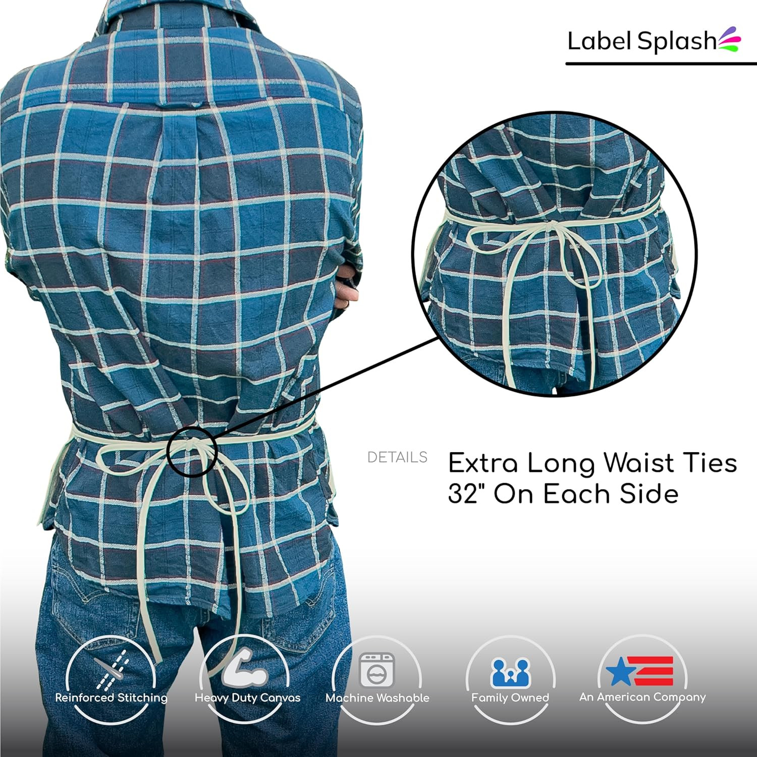 LABELPLASH 2 Pocket Canvas Work Waist Nail Apron Belt Washable Tool Utility G…