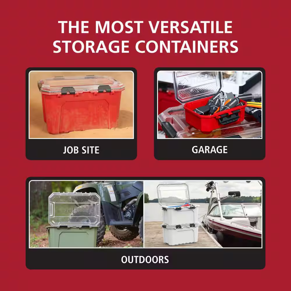 Husky Heavy Duty 0.8 gal Compact Waterproof White Storage Tote with Lid (4-Pack)