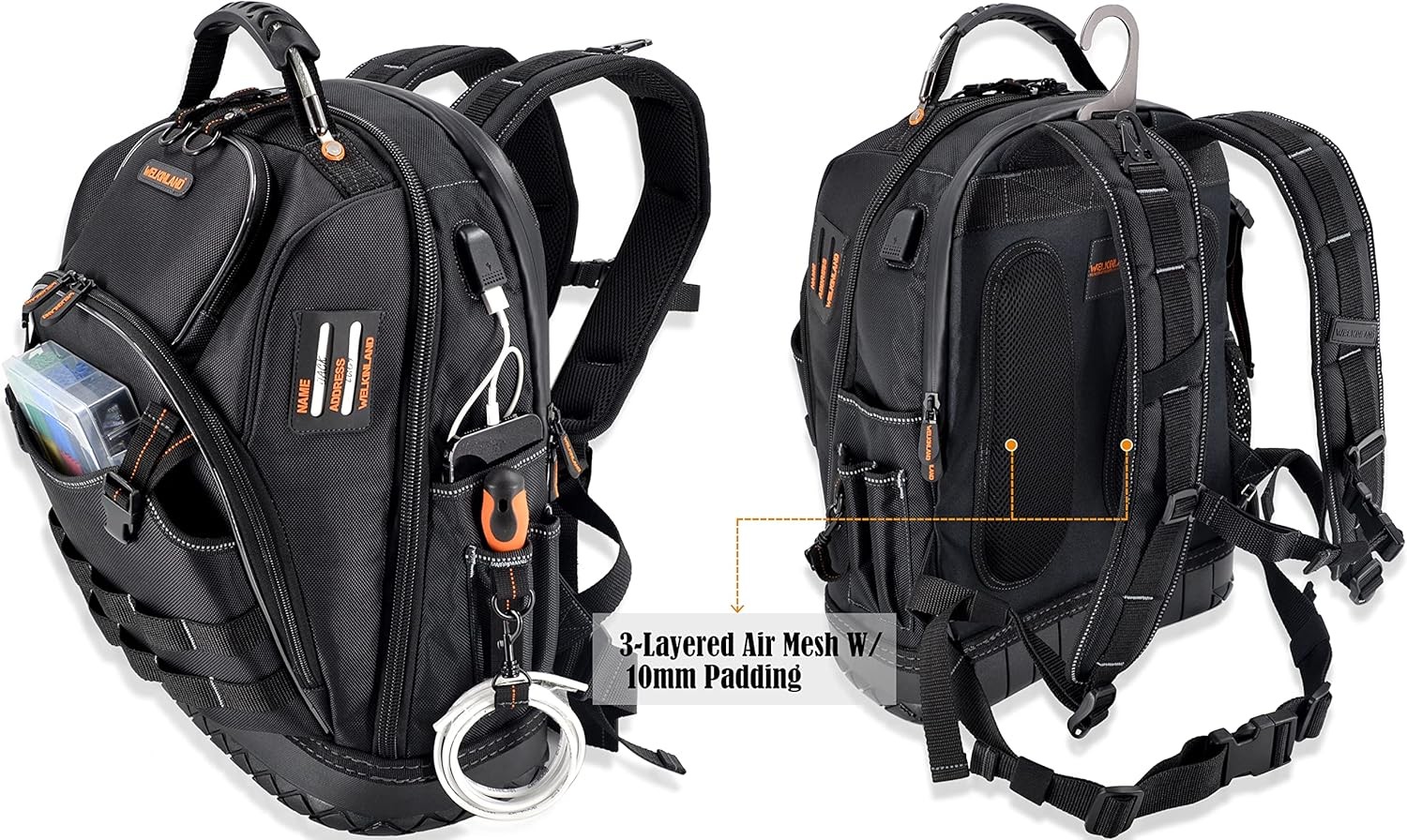 WELKINLAND 77-Pockets Electricians Tool Backpack, HVAC Tools Bag Backpacks