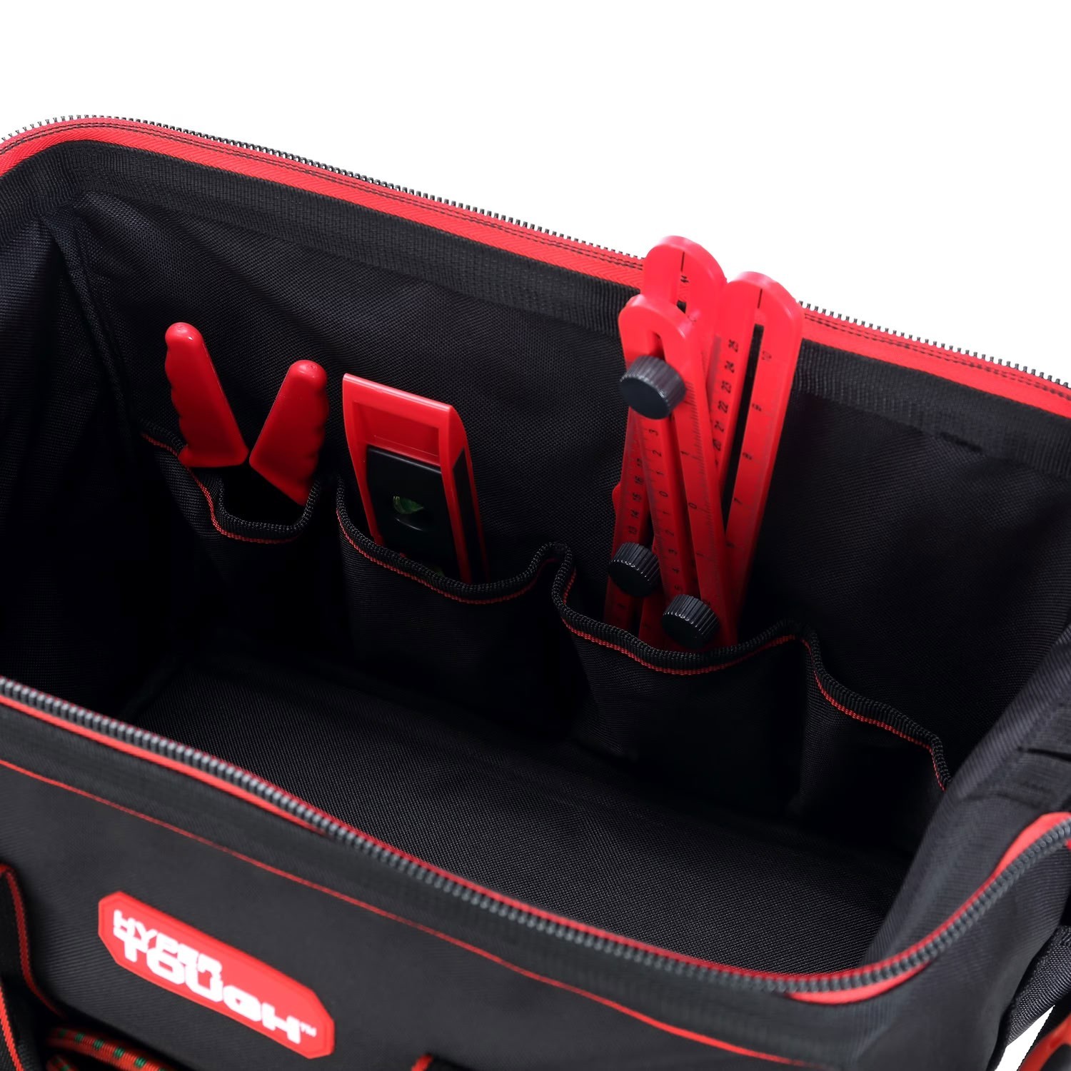 Hyper Tough 15 Inch Large Mouth Tool Bag Multi Pocket Construction Storage Tote