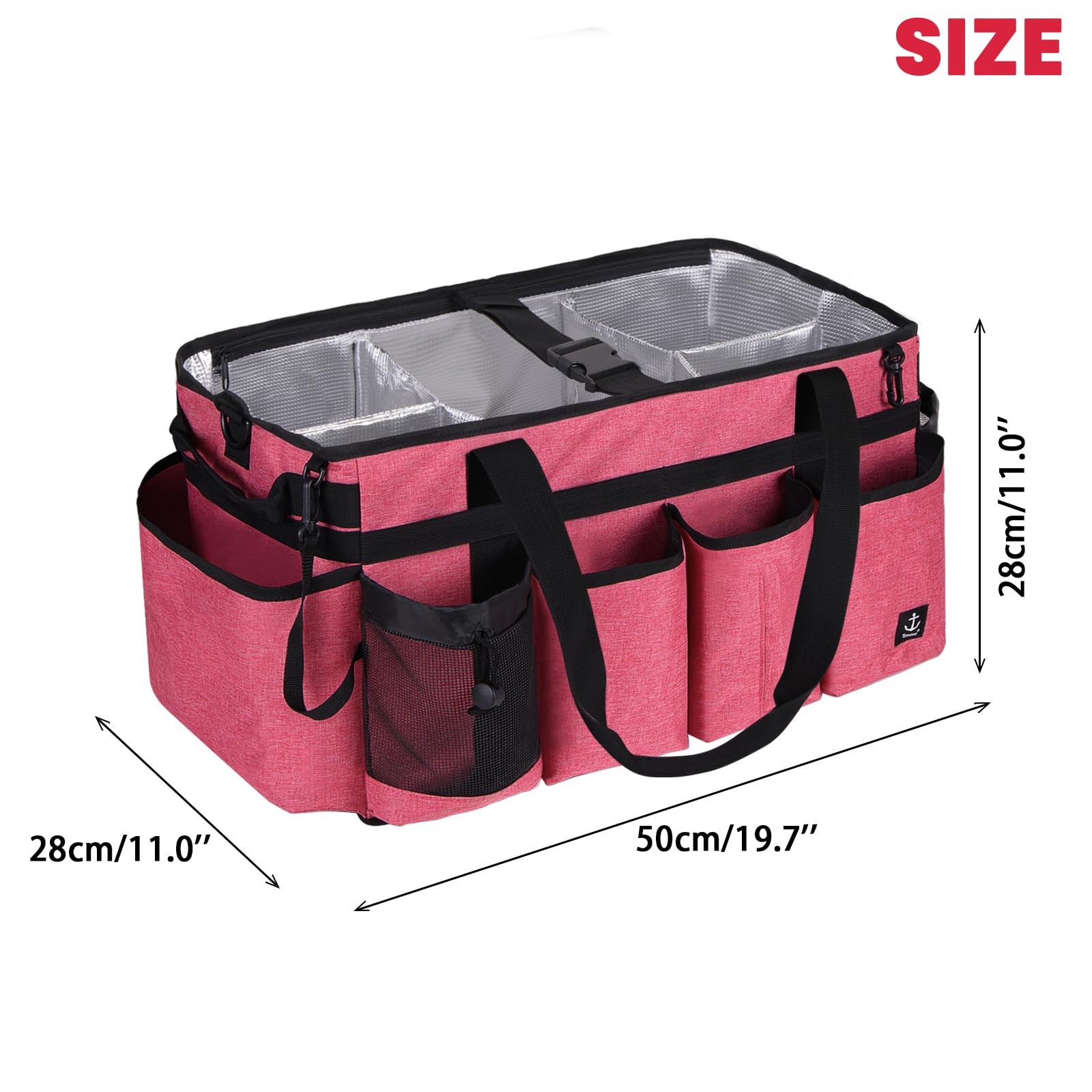 Timoxi Extra large Cleaning Caddy Bag Built-in 19» x 11» x 11», Pink