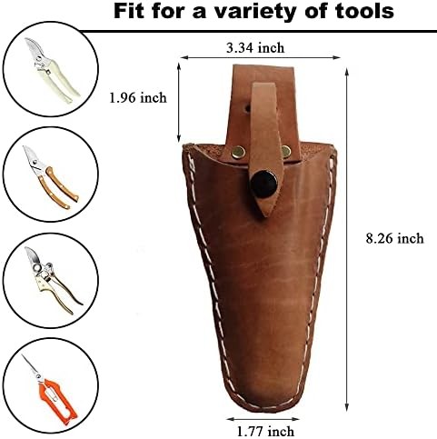 2 PCS Leather Pruner Holster Hanging Pouch with Safety Lock for Pliers Pruner (P