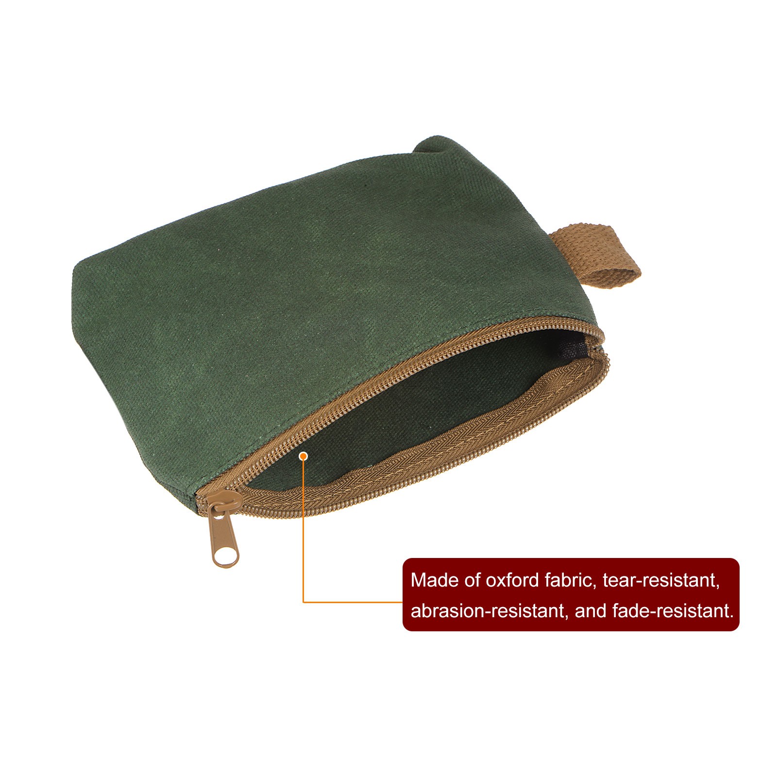 Tool Pouch Bag 14.5cm x 3cm x 9cm Oxford Organizer with Zipper Dark Green