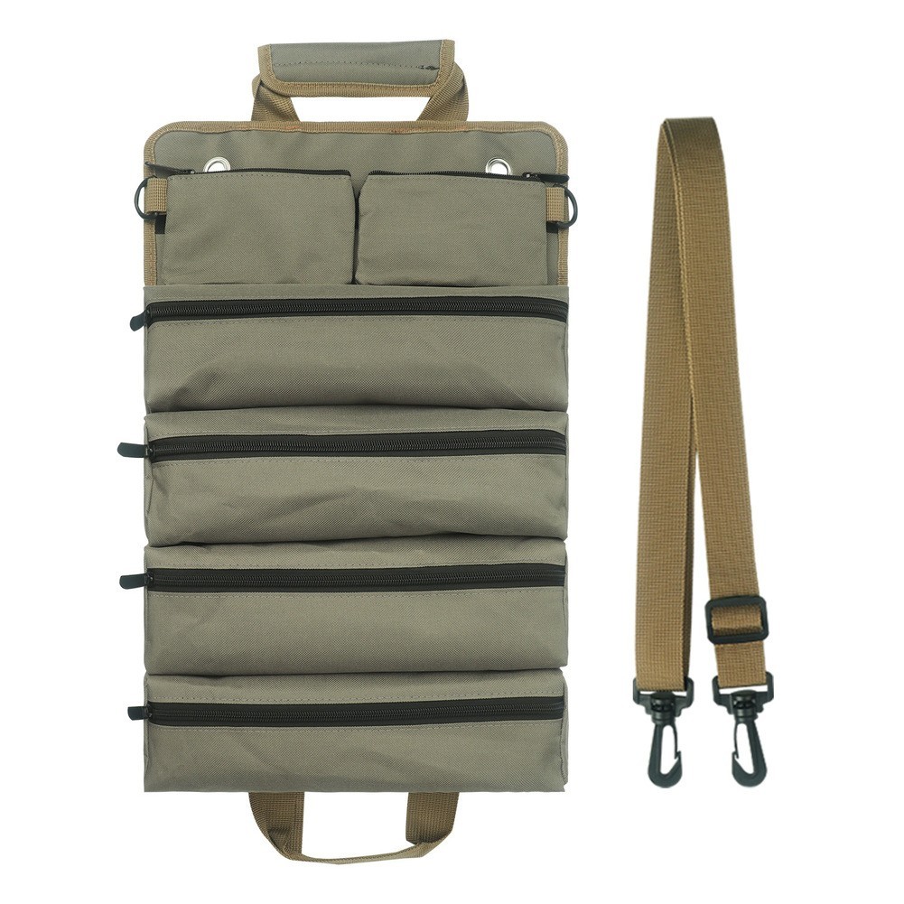 Heavy Duty Tool Roll Bag with Waterproof Coating and Reinforced Stitching