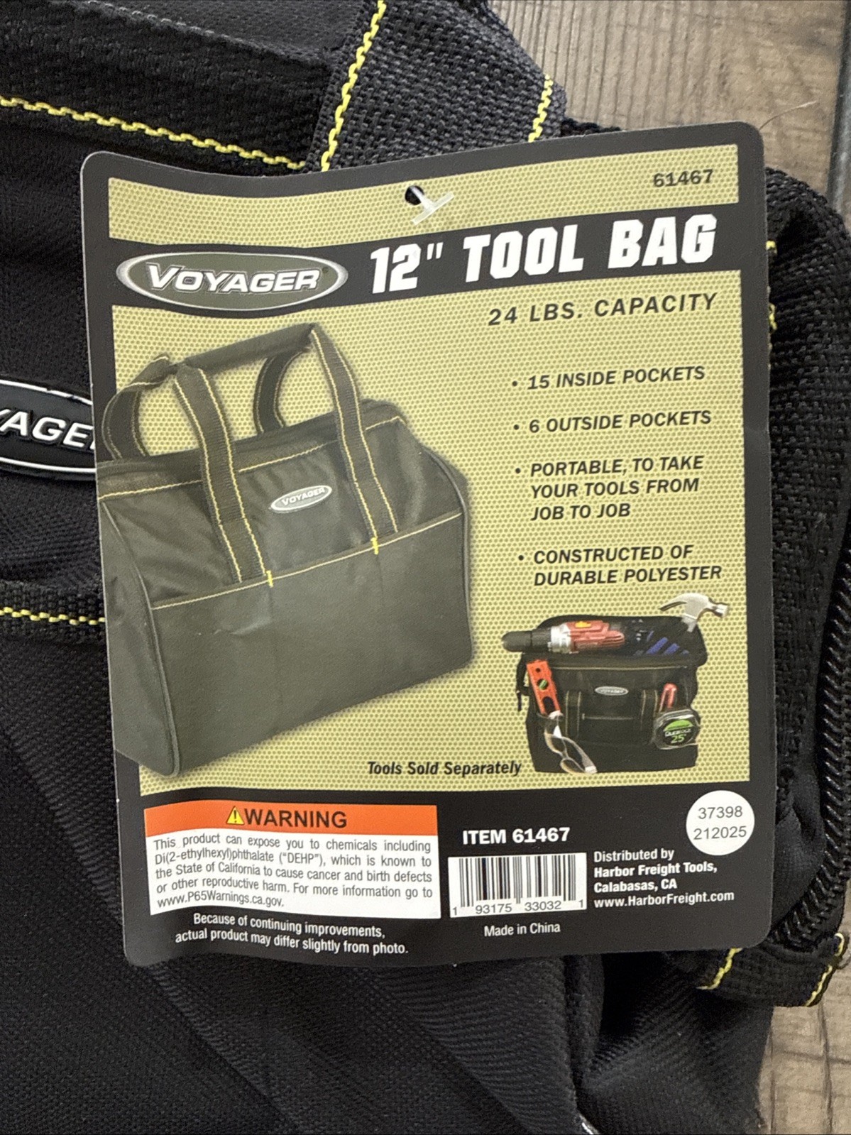 Voyager Tool Bag Black 12 Inch 24 Lb Capacity 61467