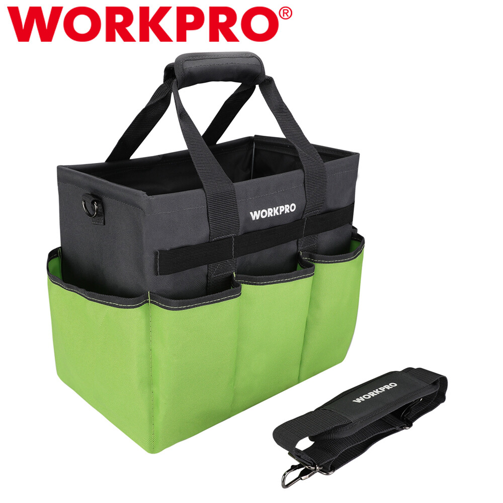 WORKPRO Garden Tote Bag Heavy Duty Gardening Tool Bag w/10 Pocket Shoulder Strap