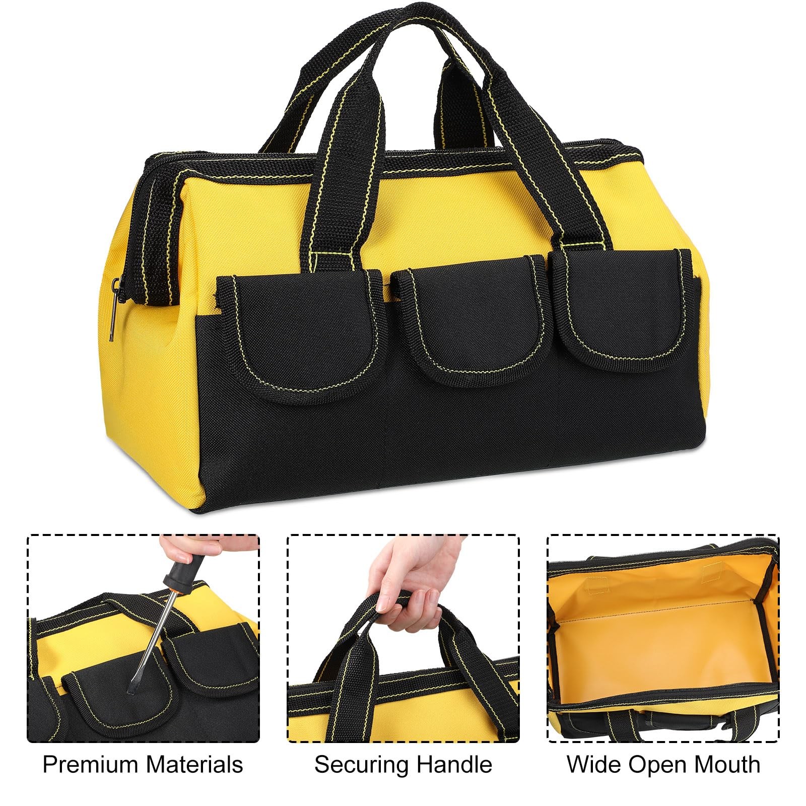 9 Pcs Kit 3 Wide Mouth Tool Bags 6 Small Waterproof Pouches Totes 13 In Multi