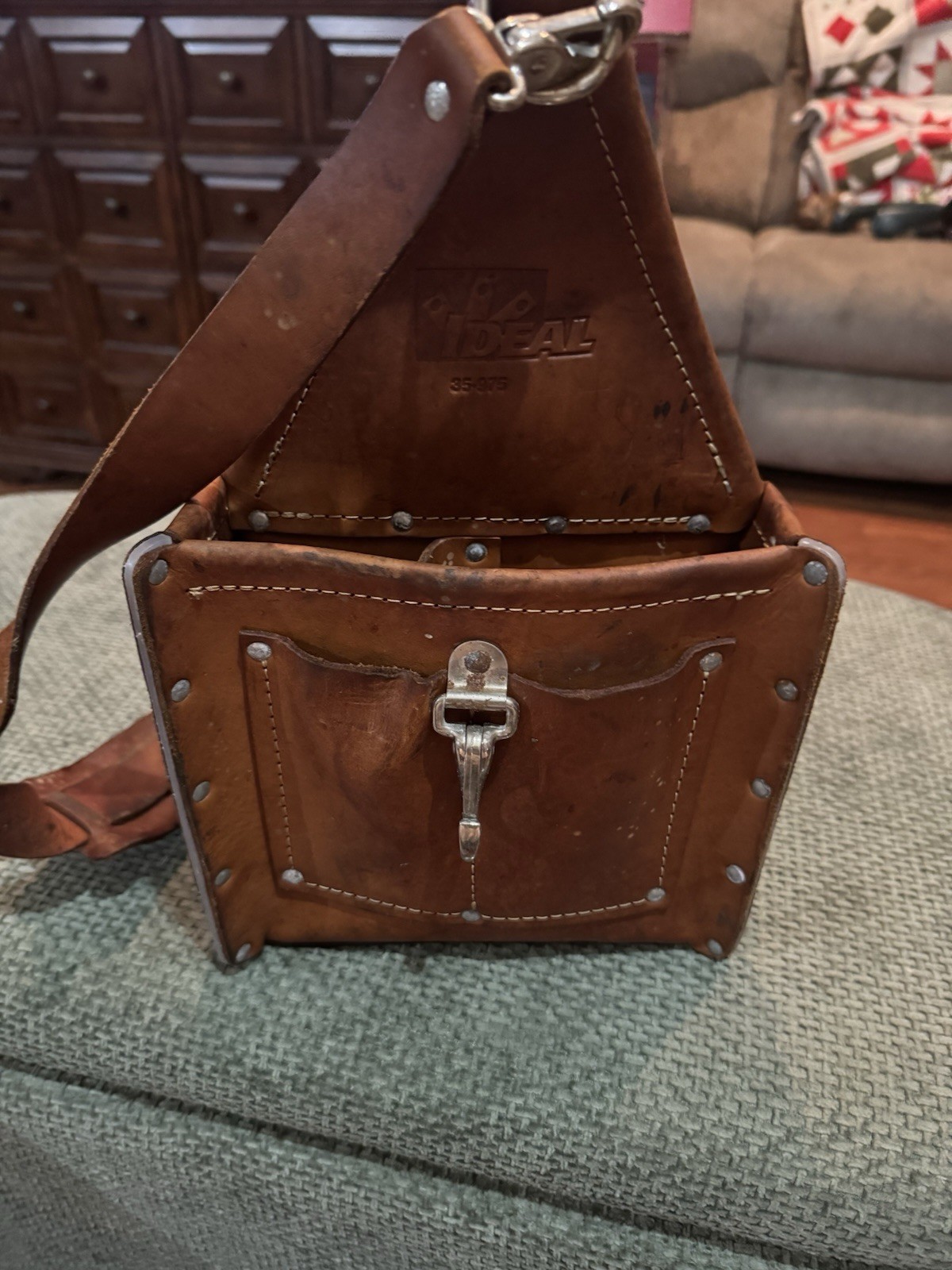 Ideal Tuff Tote 35-975 Leather Electrician Tool Bag Lineman Hand Crafted