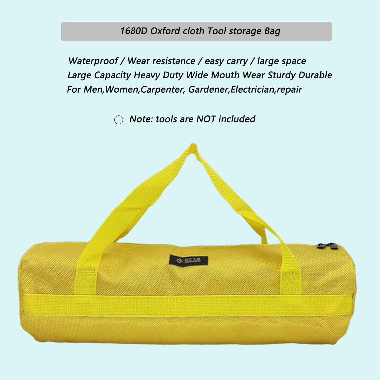 16inch Yellow Tool Bag with Zippers Multi Purpose Quick Manual tool 15.75×5.12in
