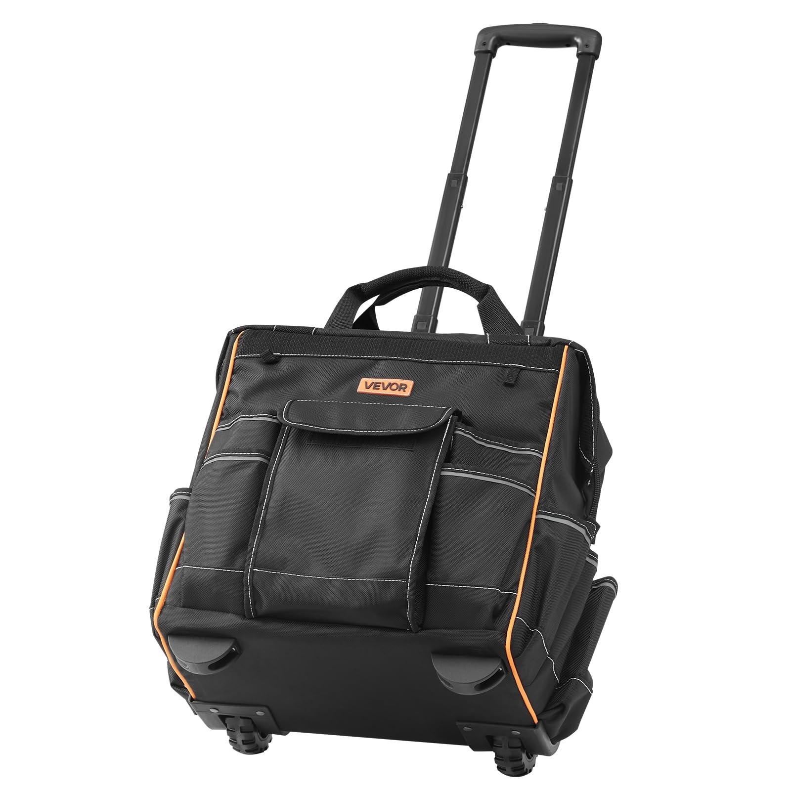 Heavy Duty 15″ Rolling Tool Bag on Wheels, 110 lbs Capacity, 25 Pockets, Adjusta