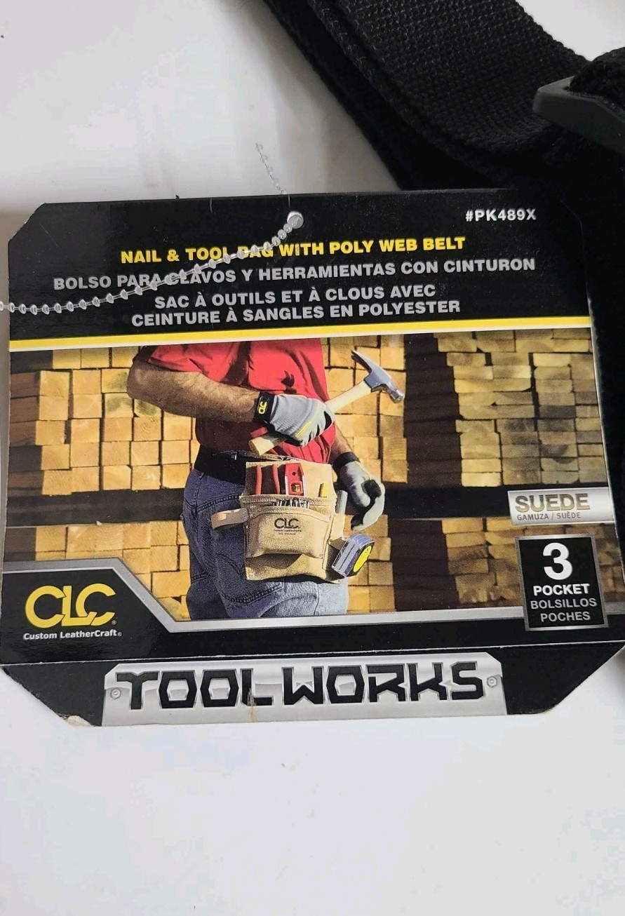 CLC Work Gear Suede Leather Carpenter Bag 3 Pocket 2 Loop Nail & Tool Bag PK489X